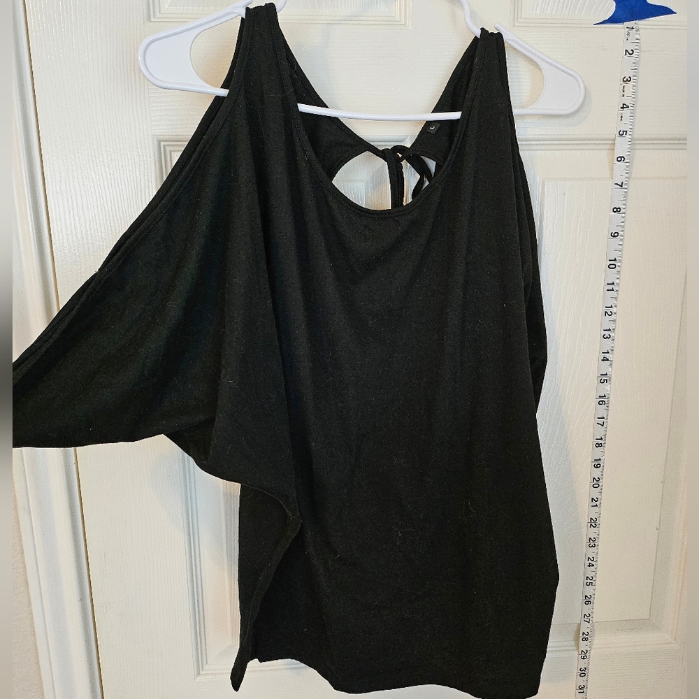 Black Open-Shoulder Top